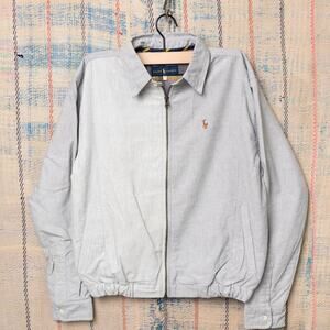 Custom upcycled polo harrington jacket